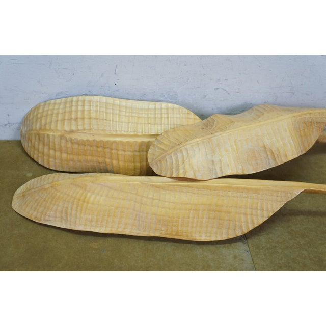 Brown Mid Century Modern Carved Teak Bird of Paradise & Leaf Botanical Arrangement 46" For Sale - Image 8 of 15