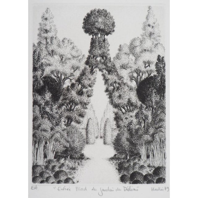 François Houtin, North Entrance of the Garden of Earthly Delights, 1979, Etching For Sale - Image 6 of 6