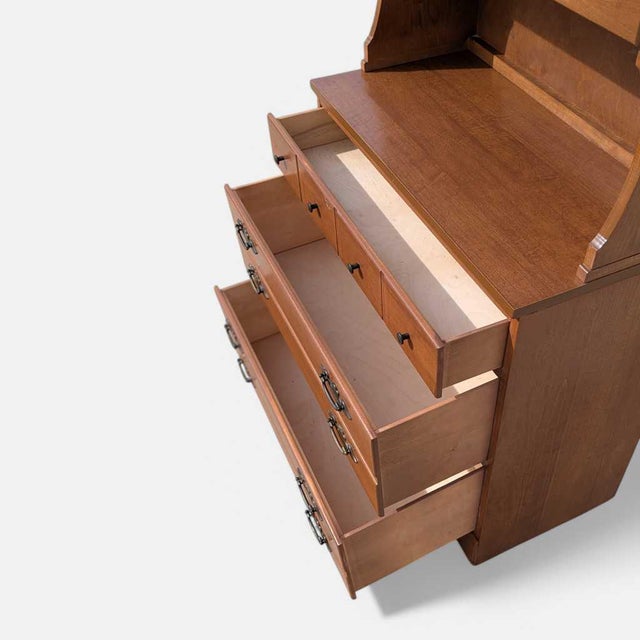 1960s Khoury Furniture Solid Wood Hutch Cabinet With Drawers For Sale In Los Angeles - Image 6 of 18
