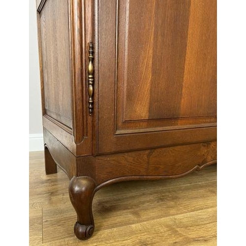 Vintage French Louis XVI Style Carved Oak 3-Door Armoire For Sale - Image 9 of 13