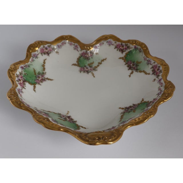 Antique B&h Limoges France Hand Painted Bowl Gilt Rim Floral 10” For Sale In Philadelphia - Image 6 of 10