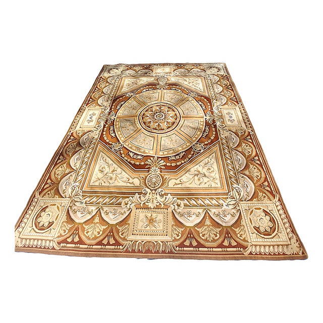 French Rug with Terracotta Border For Sale