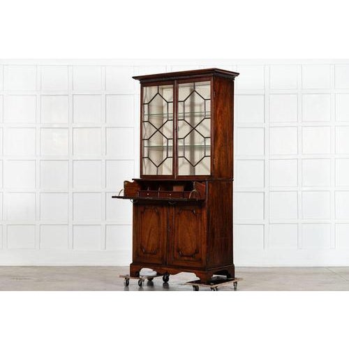 Wood George III English Mahogany Glazed Bookcase Secretaire, 1800s For Sale - Image 7 of 18