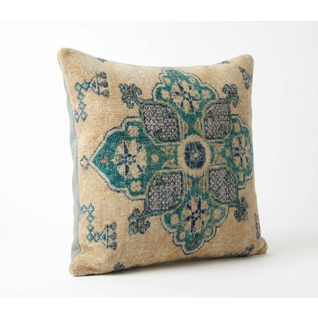 This beautiful 22'' x 24'' pillow cover was made from an authentic Turkish rug. Bright colors of wool adorn the front of...