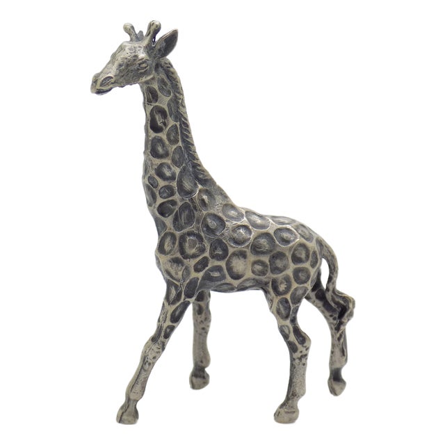 Vintage Italian Silver Giraffe Figurine, 1970s For Sale