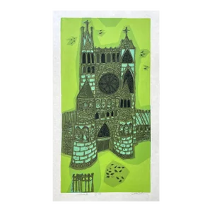 David Weidman (American, 1921-2014) Mid Century Cathedral Original Screeprint, Signed (1963)