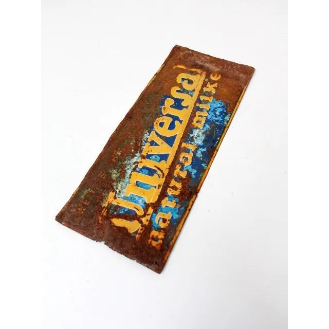 Rustic Vintage "Universal Nautral Milker" Metal Sign For Sale - Image 3 of 7