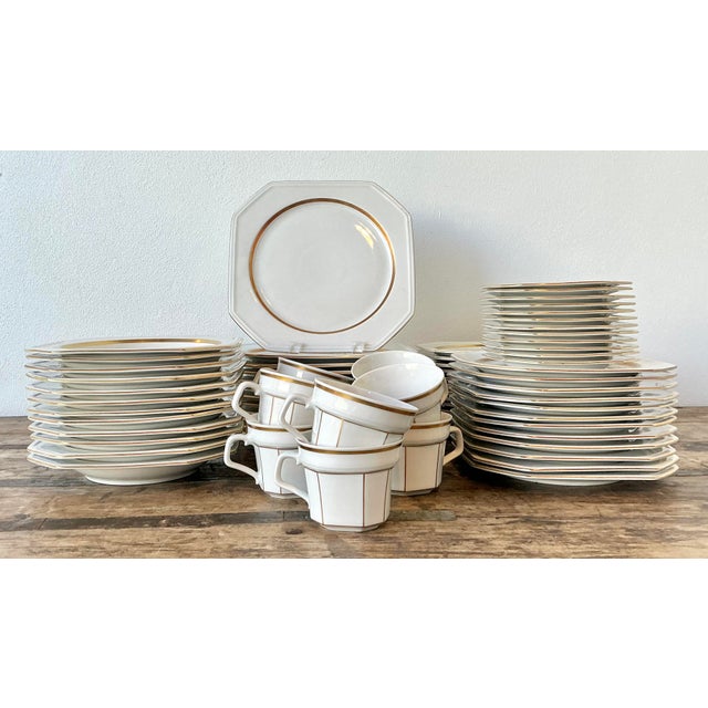 Vintage Galerie De Porcelaine Gold Rim China - Set of 70 For Sale - Image 4 of 12