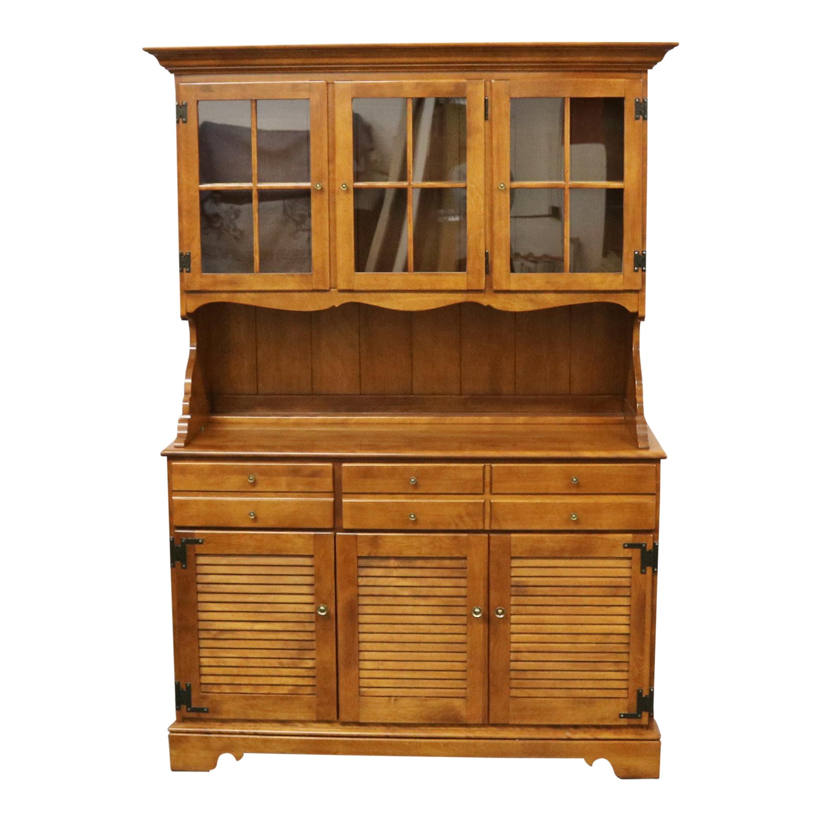 Ethan Allen Maple Break Front China Hutch Chairish
