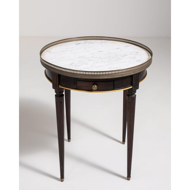 Bouillotte Table with Marble Top and Brass Accents, Antique, France, 19th Century For Sale - Image 13 of 15