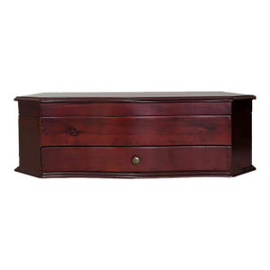 1980s Cherry Wood Silverware Flatware Chest 2 Layers Felt Lined High Quality