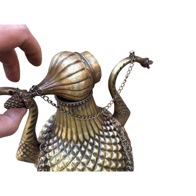 Diamond Planished Brass Pitcher For Sale - Image 10 of 15