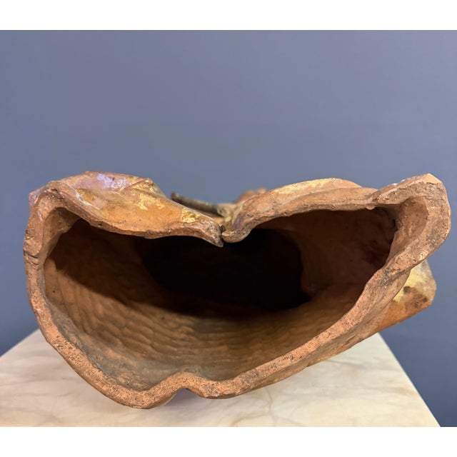 Sculpture Materials Early 19th Century Edo Period Japanese Polychrome Ceramic Samurai Figure W/ Fan For Sale - Image 7 of 11