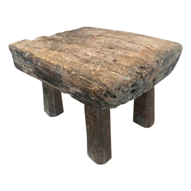 Andrianna Shamaris Low Antique Stool or Side Table For Sale