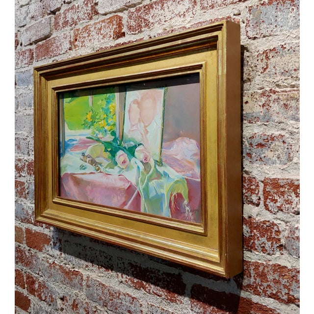 Gerald David Rahm -Still Life of Pink Roses & Photo by the Window - Painting For Sale In Los Angeles - Image 6 of 9