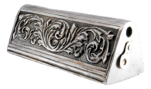 Toothpick Holder in Embossed Silver with Acanthus Leaves on Both Sides