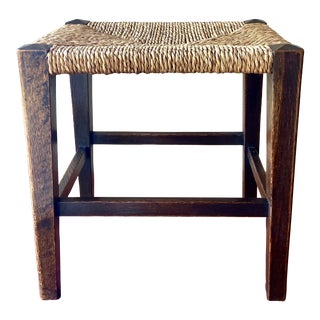 1920s Mission Oak Craftsman Style Rush Seat Bench Stool For Sale