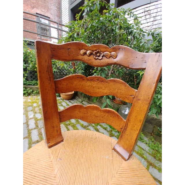 Wood Ladderback Swivel Barstools- A Pair For Sale - Image 7 of 9