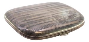 Guilloche Silver Cigarette Case with Curved Bands and Gilt Interior