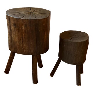 19th Century French Folk Art Stools, 1890s, Set of 2 For Sale