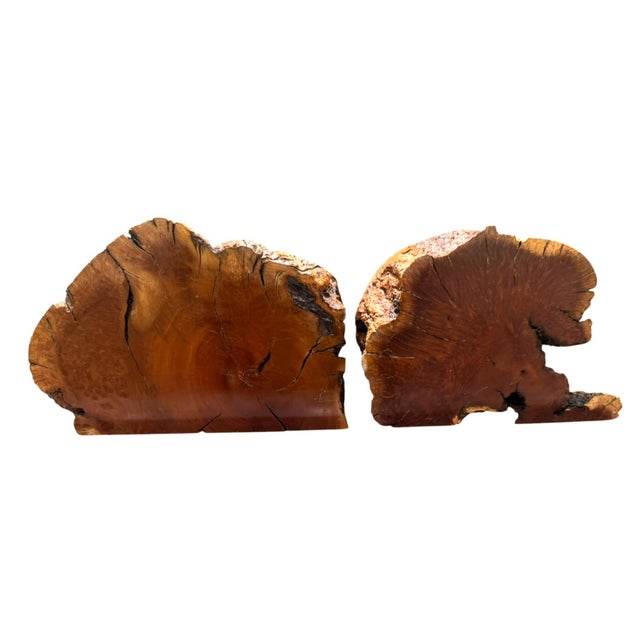 Vintage Burl Wood Bookends Pair Live Edge Organic Modern Rustic MCM Heavy For Sale In Dallas - Image 6 of 10