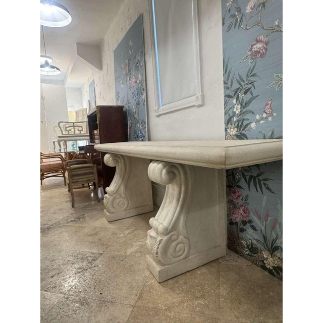 Michael Taylor Michael Taylor Faux Stone Continental Console For Sale - Image 4 of 6
