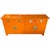 Long rectangular sideboard with a vibrant lacquered orange finish and reflective sheen. Four upper drawers featuring...