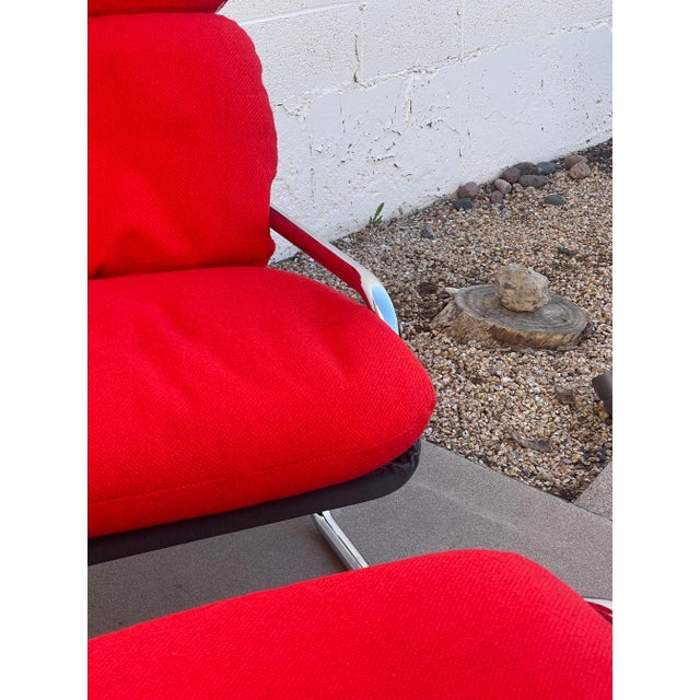 Contemporary 1970s Arcadia High-Back Chrome Steel Framed Chair and Ottoman Designed by Byron Botker for Landes For Sale - Image 3 of 12