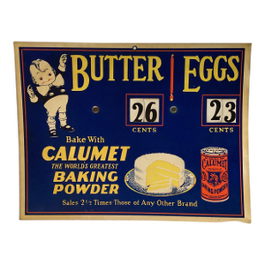 Rare Hard to Find 1930’ S Original Calumet Baking Powder Cardboard Advertisement With Changeable Prices