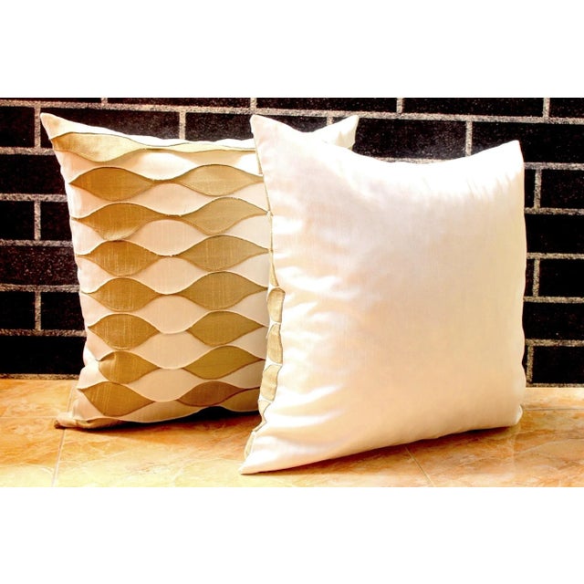 Vintage Waved Frills Fortuny Bicolor Pure Silk Pillow For Sale - Image 10 of 13