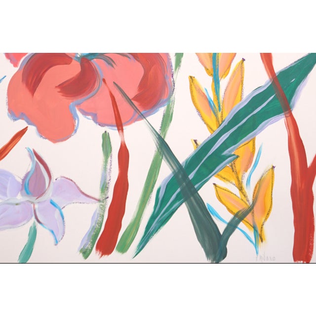 2026, Tropical Garden, Lush Flowers Large Triptych, Acrylic Paint on Watercolor Paper by Romina Milano For Sale - Image 10 of 11