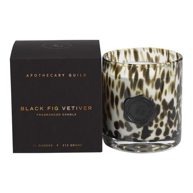 AG Opal Glass Candle Jar in Gift Box, Black Fig Vetiver For Sale