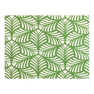 1.3 Yds Schumacher Sonia II Indoor Outdoor Green Cream Geometric Upholstery Fabric For Sale