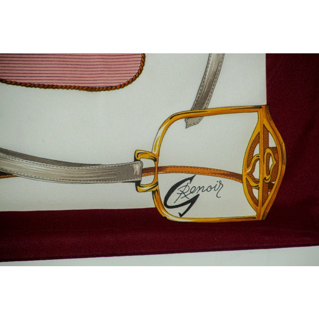 Vintage Pink Scarf with Equestrian Royal Horse Carriages Motif For Sale - Image 9 of 12