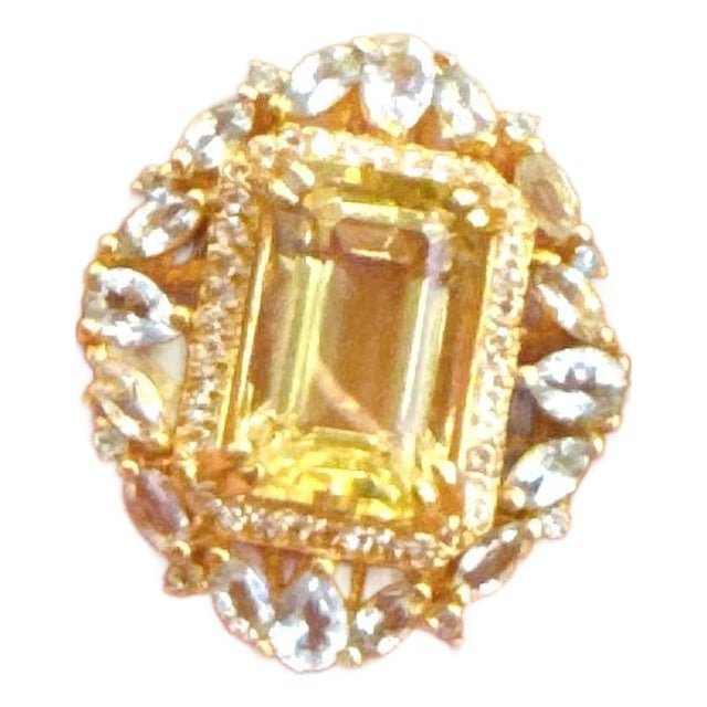 Classic Italian Bochic "Capri Lemon Topaz & Gem Ring Set In 18K Gold & Silver For Sale