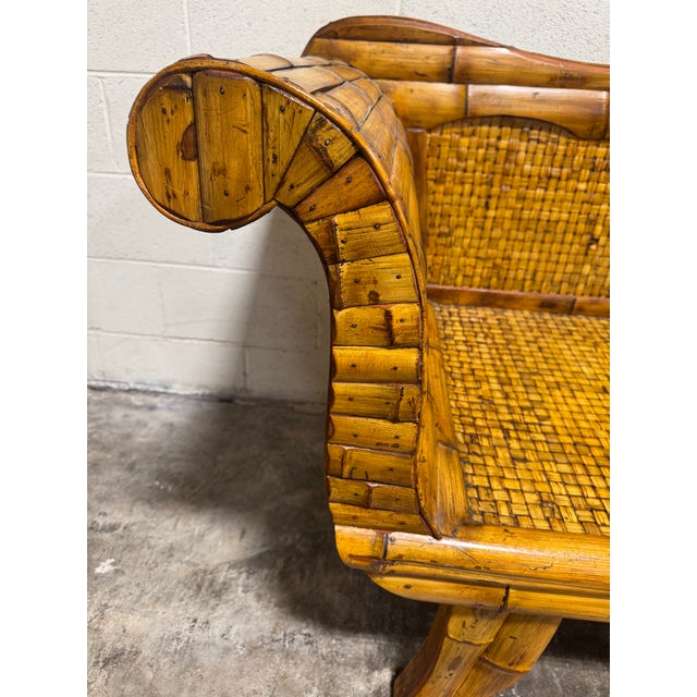 Wood Boho Coastal Italian Style Pencil Reed Bamboo Sofa Settee For Sale - Image 7 of 11
