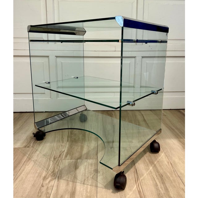 Metal 1970s Gallotti & Radice "George" Glass Bar Cart by Pierangelo Gallotti For Sale - Image 7 of 13
