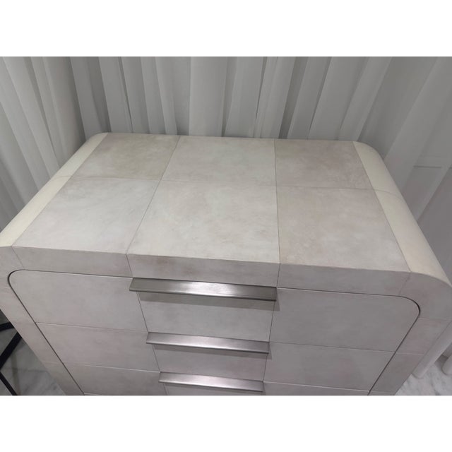 2020s Restoration Hardware Lucien Parchment Tall Dresser For Sale - Image 5 of 7