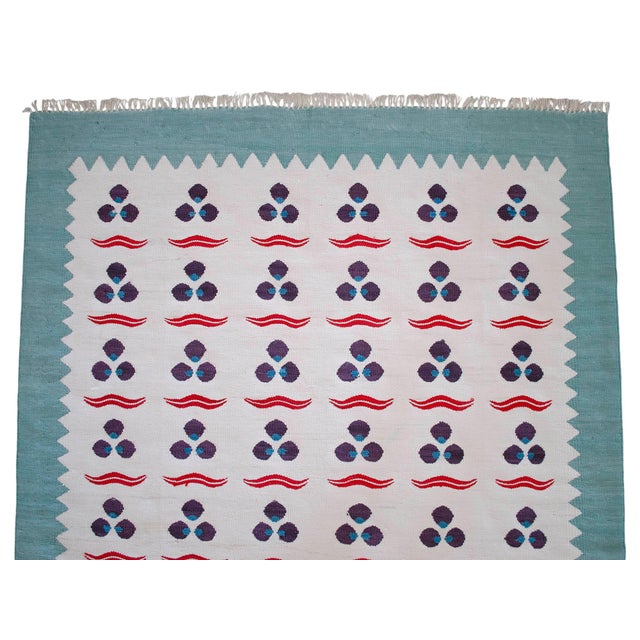 Turkish Silk Rug Kilim Hand Woven Chintamani Motif Oushak Area Rug - 4′2″ × 6′4″ For Sale - Image 12 of 16