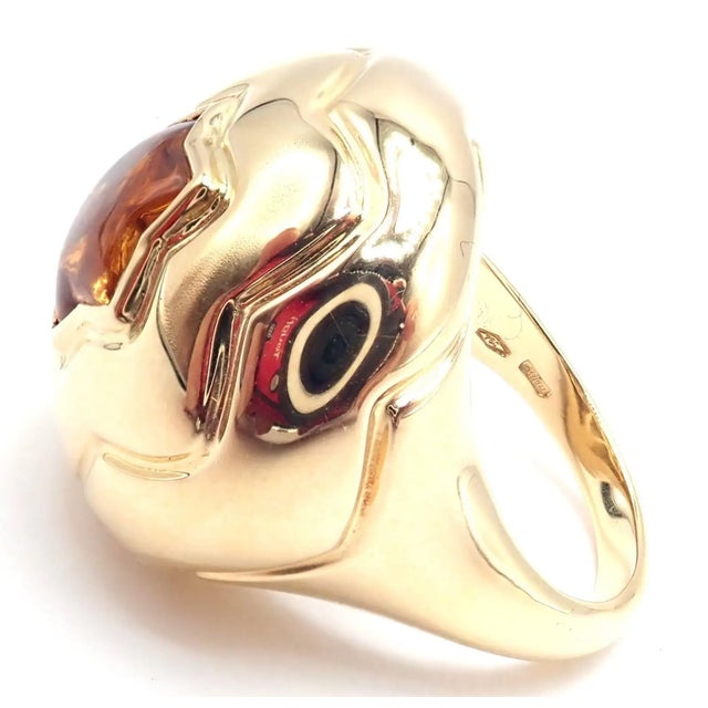Contemporary 1980s Bulgari Bvlgari Star of David Shape Citrine Bombe Yellow Gold Ring, Size 6 For Sale - Image 3 of 8