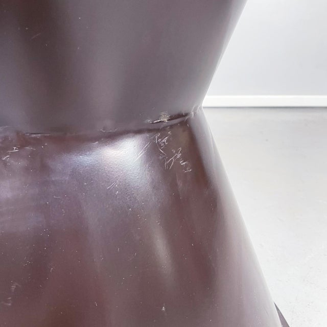 Brown Asian Modern Table and Stools in Brown Metal with Decoration, 1990s, Set of 3 For Sale - Image 8 of 18