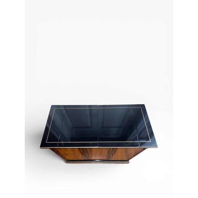 Black Drexel Heritage Chinoiserie Black Lacquer Bar Cabinet With Drop-Leaf Top For Sale - Image 8 of 11
