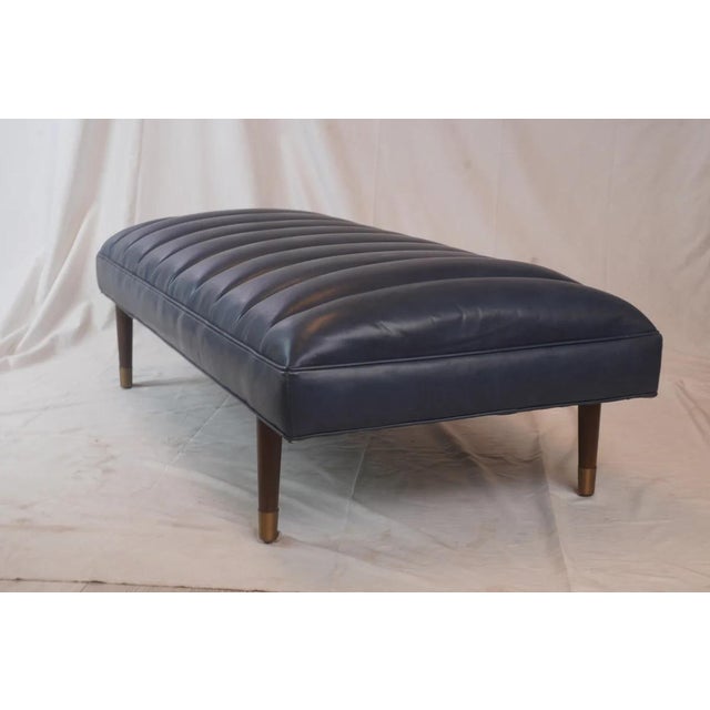 Arteriors Home Arteriors Christophe Indigo Leather Refinery Bench For Sale - Image 4 of 7