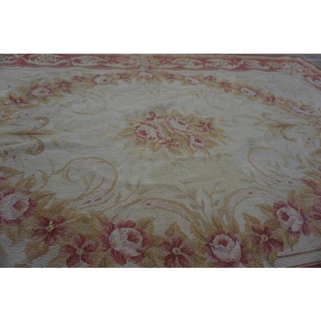 1980s Special Tan Beige Color With Great Geometric Design Vintage Needlepoint Rug For Sale - Image 5 of 15