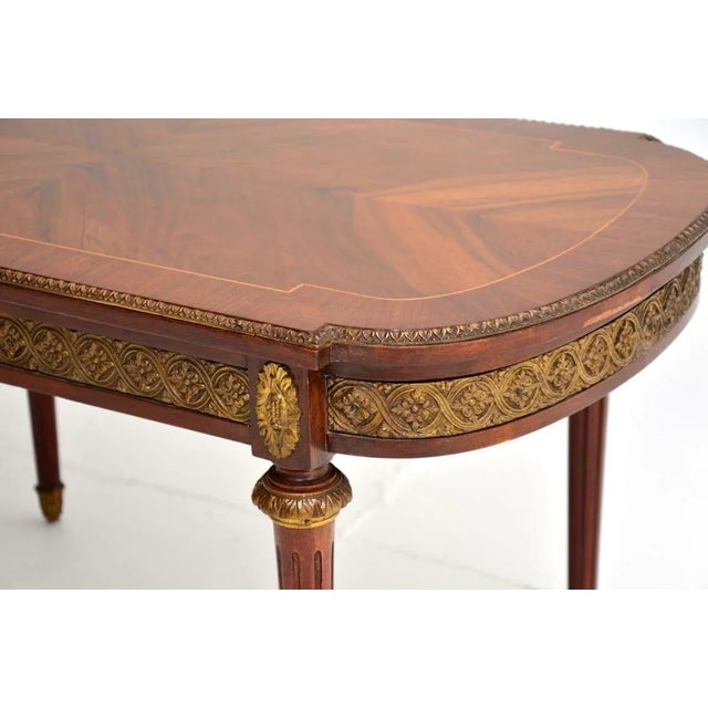 Wood Vintage French Inlaid Walnut Coffee Table, 1930 For Sale - Image 7 of 9