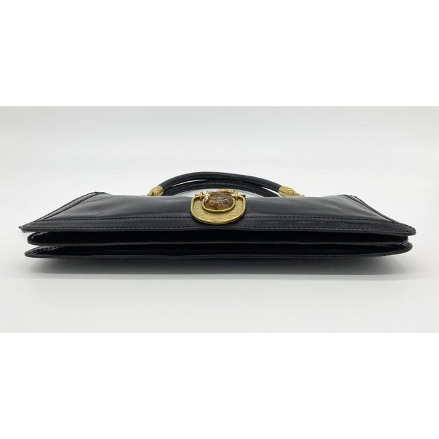 Animal Skin RARE Chloe Vintage Brown Leather Amber Jeweled Top Handle Bag c2000s For Sale - Image 7 of 11