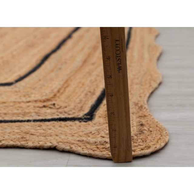 Black Natural Jute Wave Scallop Rug 2.5x8 Ft. For Sale - Image 10 of 12