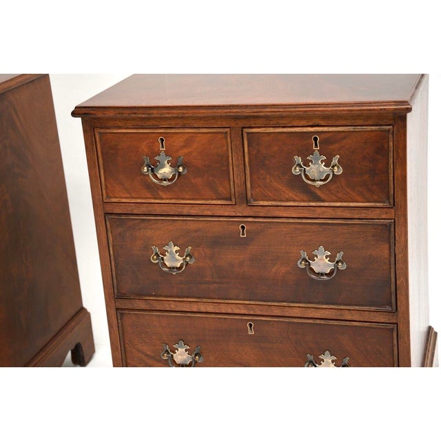 Brown Antique Georgian Bedside Chests, 1900s, Set of 2 For Sale - Image 8 of 10