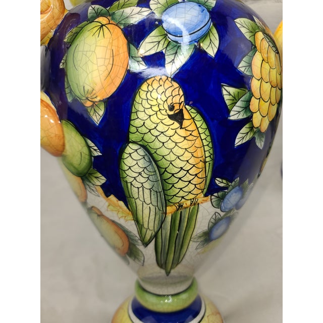 Vintage Pair of Fitz and Floyd Italian Mediterranean Amphora Vases For Sale - Image 9 of 12