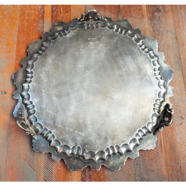 20th Century English Silverplate Rococo Revival Salver Tray by Ellis Barker For Sale - Image 11 of 14